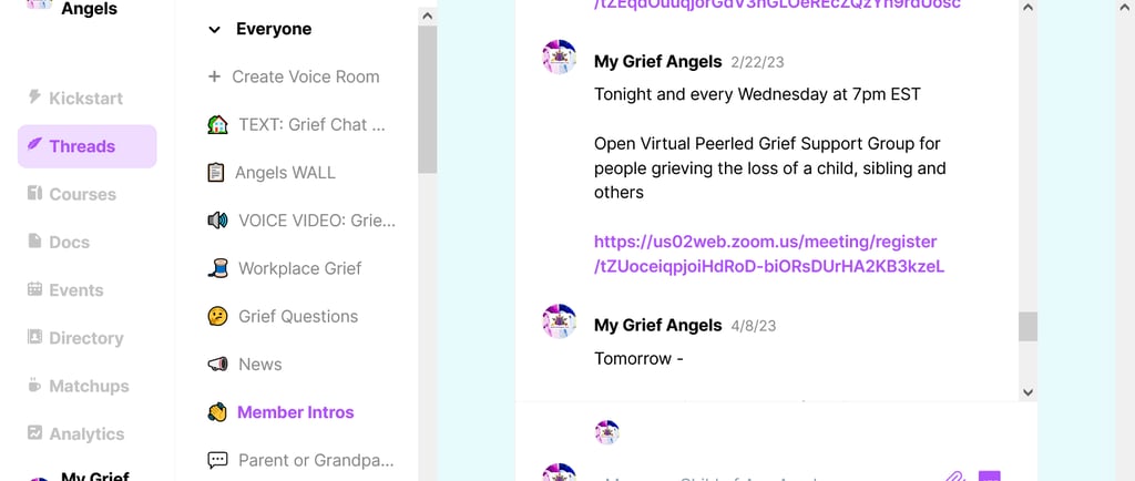 Online Community Chat Space For and By People Grieving the Loss of Loved Ones