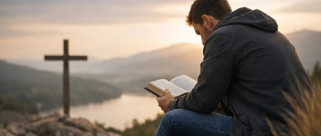 man reading the bible