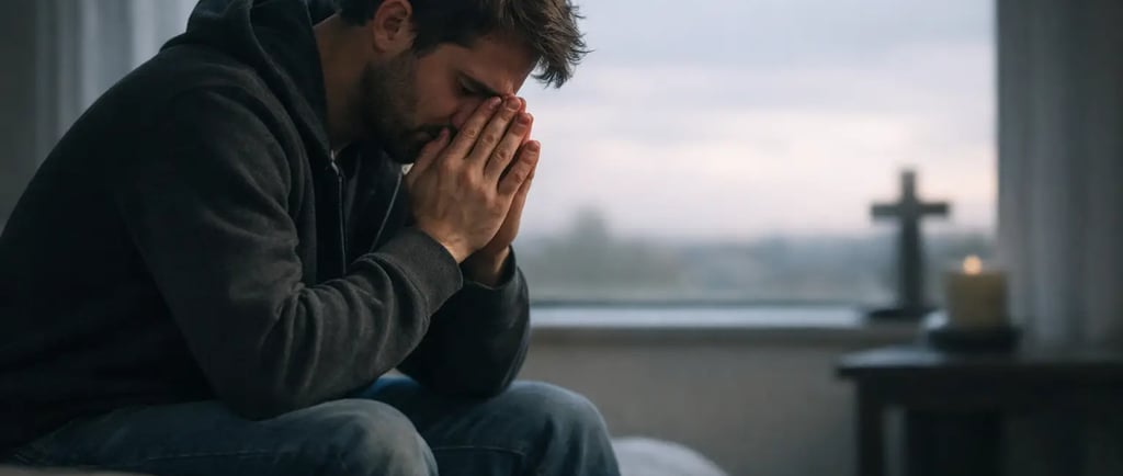 man praying for bible answers