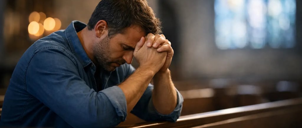 man praying for bible answers