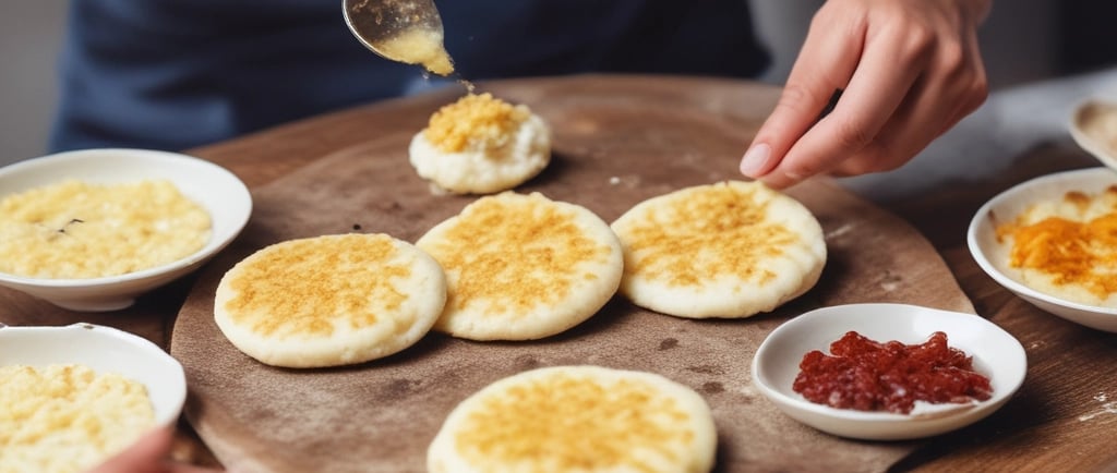 a person kneading dough on top of a table