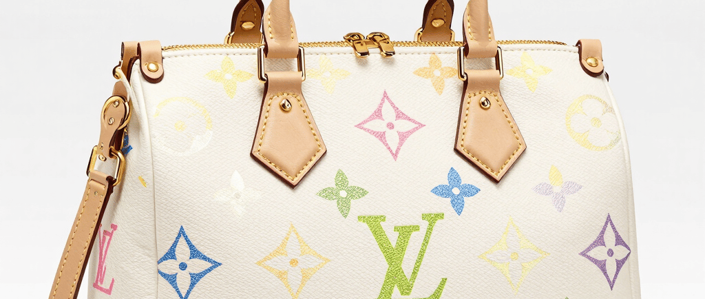 murakami handbags and y2k, show someone in a juicy couture suit wearing murakami and the whole y2k