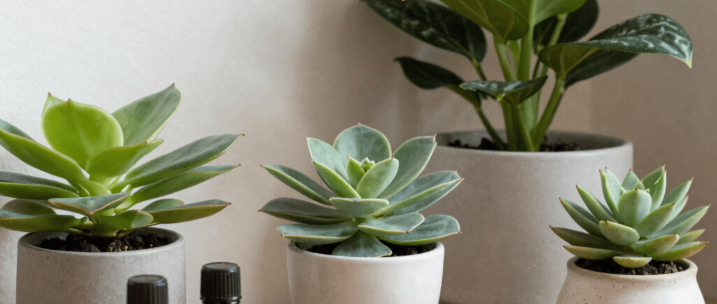 A cozy corner with a diffuser releasing aromatic mist beside a journal and a cup of herbal tea.