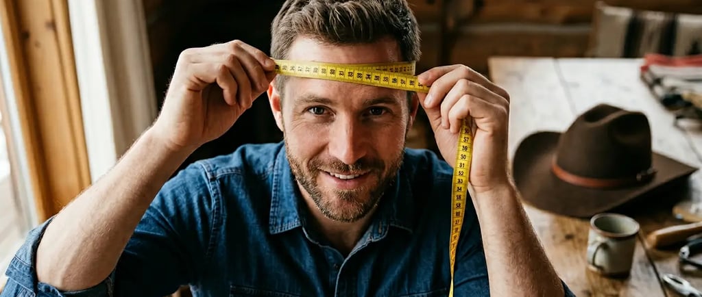 Homme mesurant son tour de tête pour choisir son chapeau de cowboy