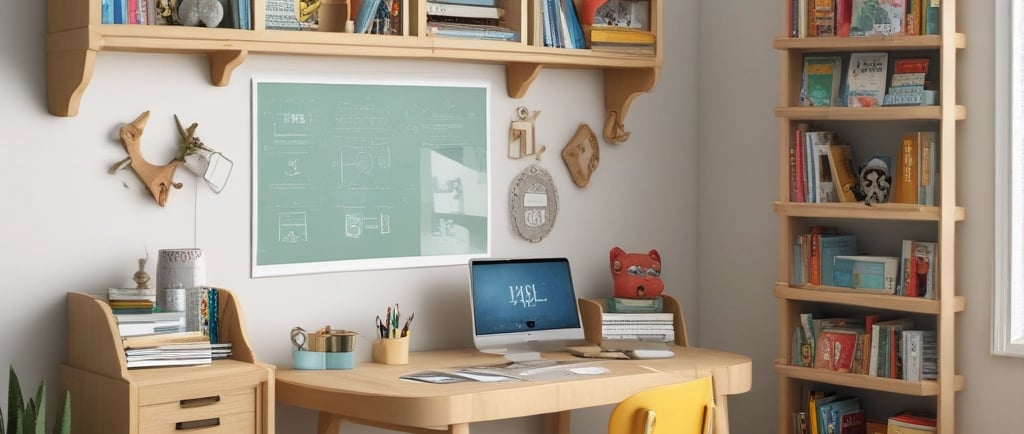 Desk with papers, calculator, and pens
