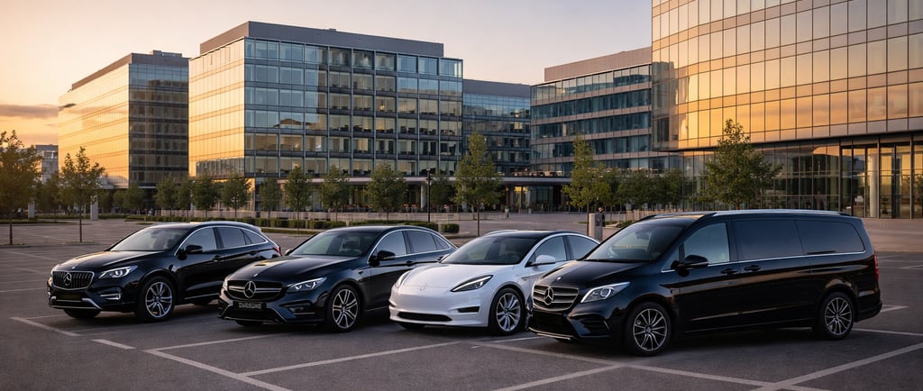 business chauffeur Provence fleet Mercedes E Class V Class Tesla SUV executive transport