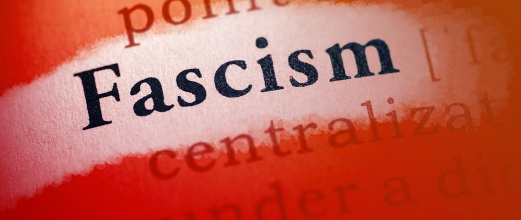 The word "Fascism" highlighted with white from a paragraph covered in the color red