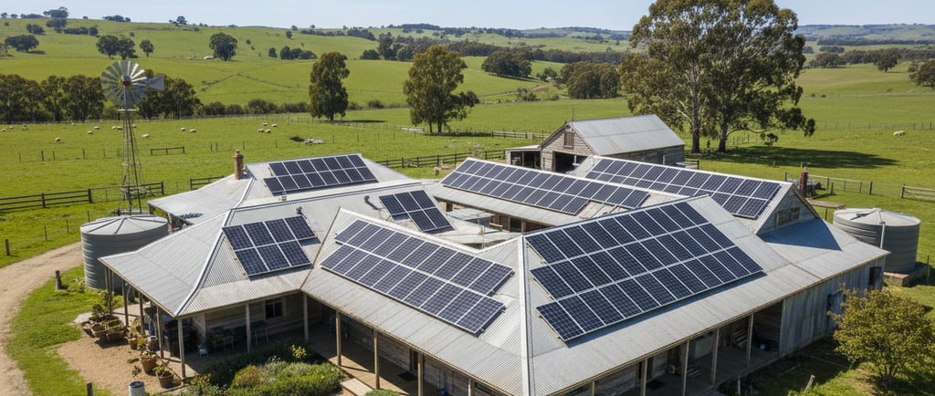 Solar power installation on Australian homestead demonstrating renewable energy for off-grid sustain