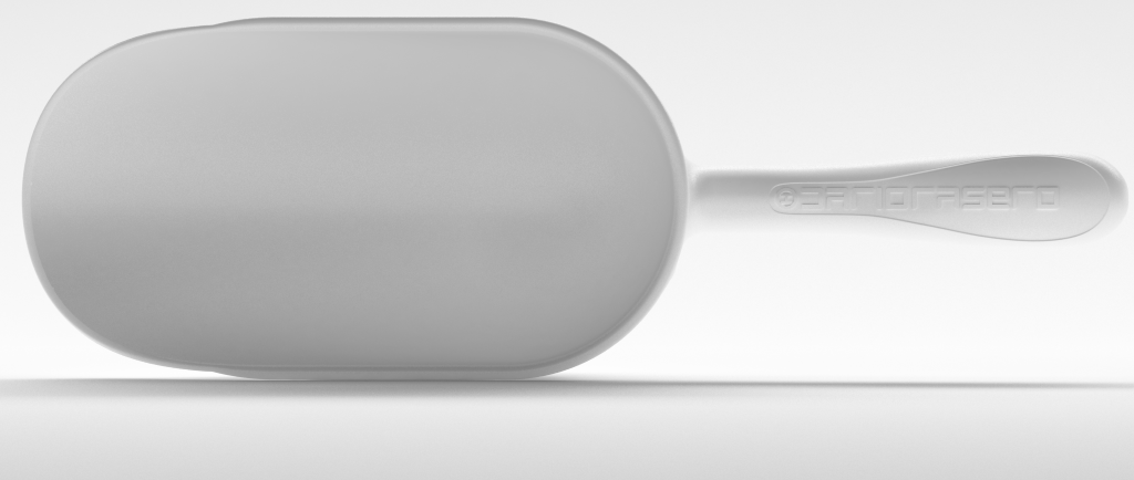 Sessola bianca professionale. Inquadratura laterale che evidenzia il profilo ergonomico.