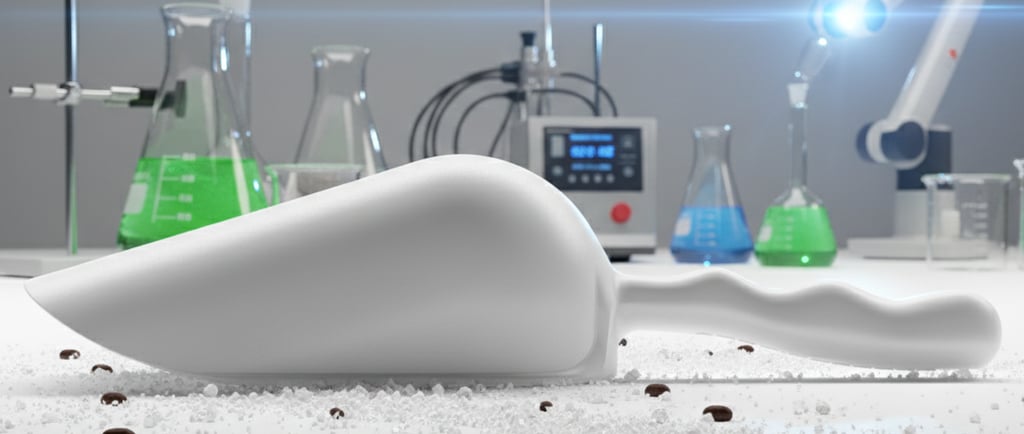 Sessola bianca per laboratorio chimico. Resistente agli agenti chimici per la manipolazione di reagenti.