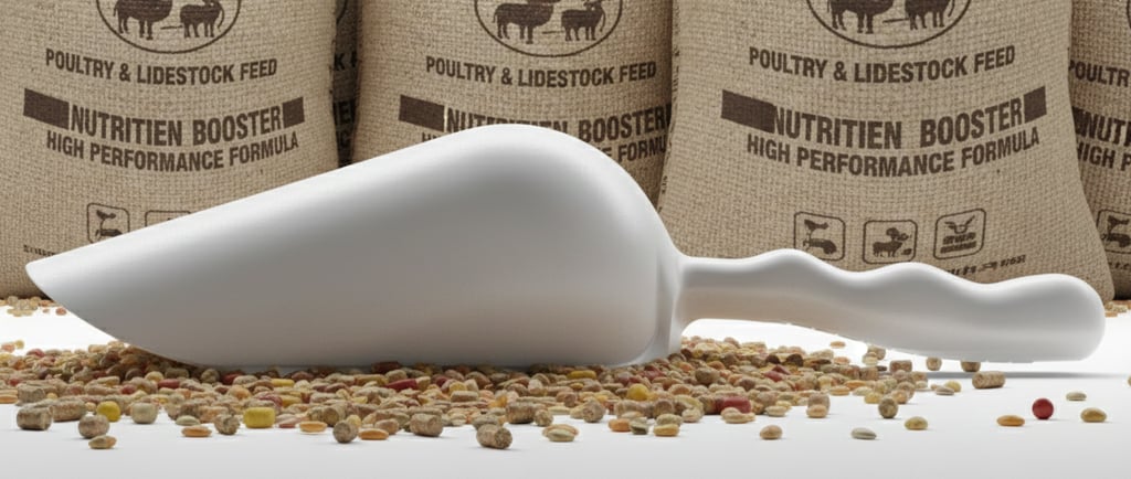 Sessola per mangimi animali. Design durevole progettato per la distribuzione del nutrimento in stalla.