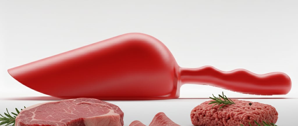 Sessola rossa HACCP per tagli di carne rossa. Colore di sicurezza per evitare contaminazioni in macelleria.