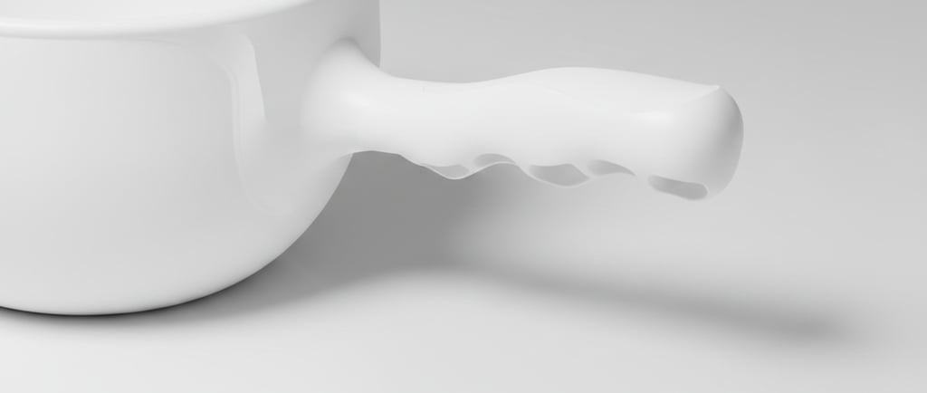 Sessola bianca professionale. Inquadratura laterale che evidenzia il profilo ergonomico.