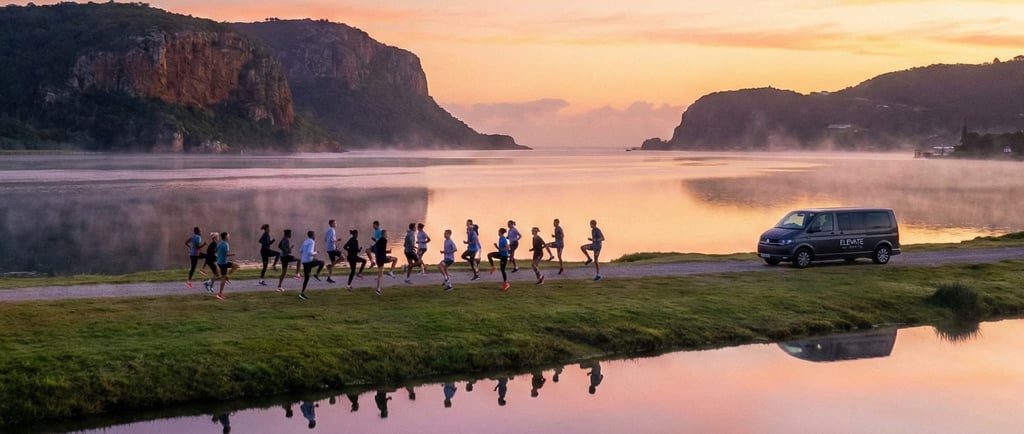 Elevate Retreats group fitness at dawn in the Garden route