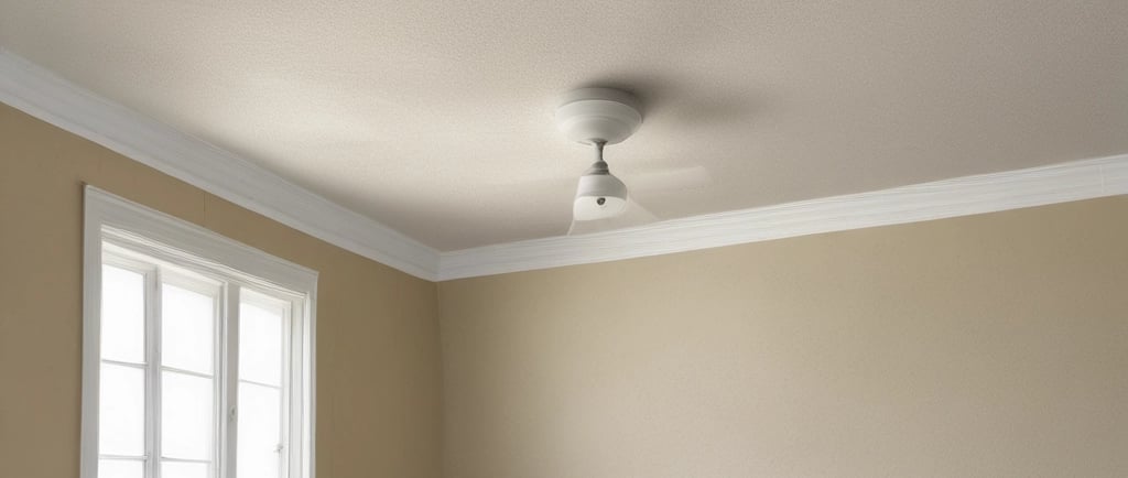 a white room with four round mirrors on the ceiling popcorn texture in massachusetts