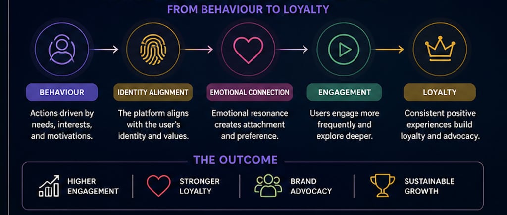 Consumer Behaviour Framework: From Behaviour to Loyalty - the journey from identity alignment through emotional connection and engagement to brand loyalty in streaming platforms