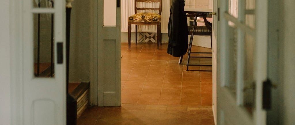 Threshold doorway marking a change of pace in a Mediterranean house