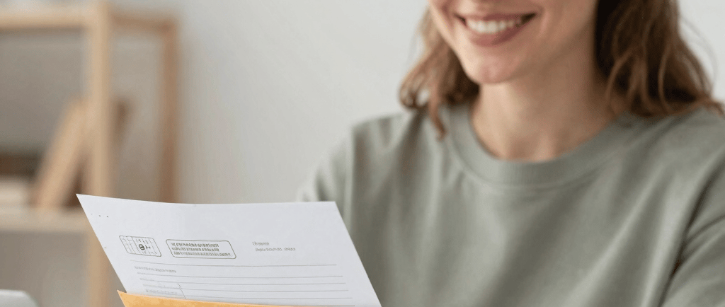 white card on blue textile