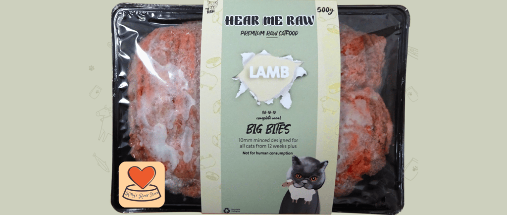 Hear Me Raw Lamb 500g stocked at Kitty's Rawr Store.