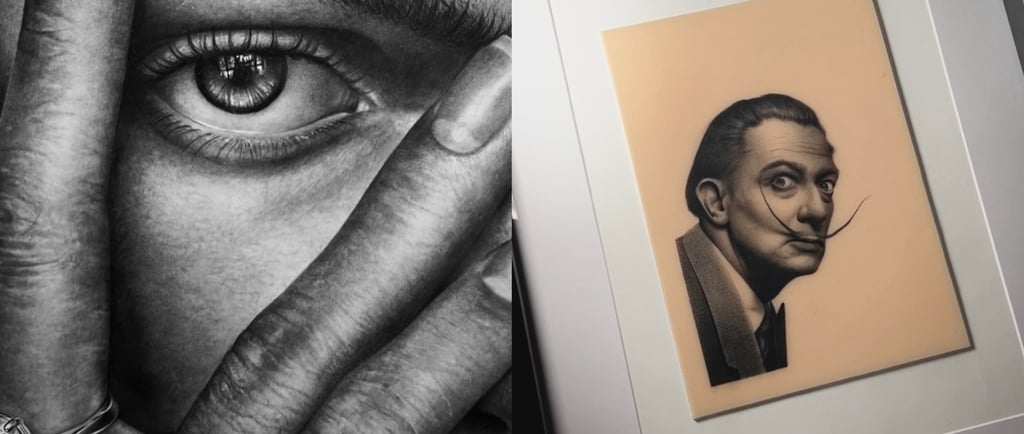 Hyperrealizmas ant odos tattoo ir popieriaus, piešimas pieštuku paroda