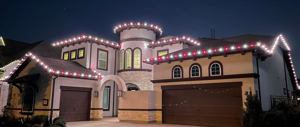 Candy Cane Style Christmas Lights Installed in Mandarin