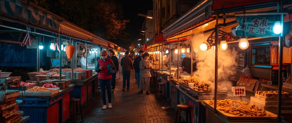 Mercado nocturno asiático de comida