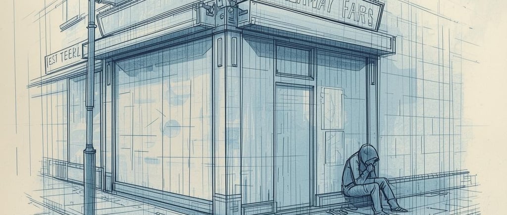 a drawing of a dead zombie sitting on a bench