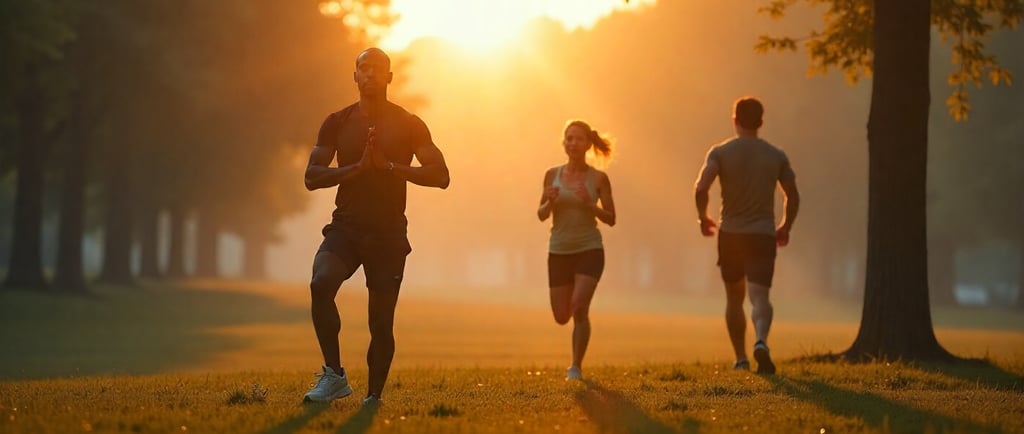 a group of people exercising in a nature park Kynsna