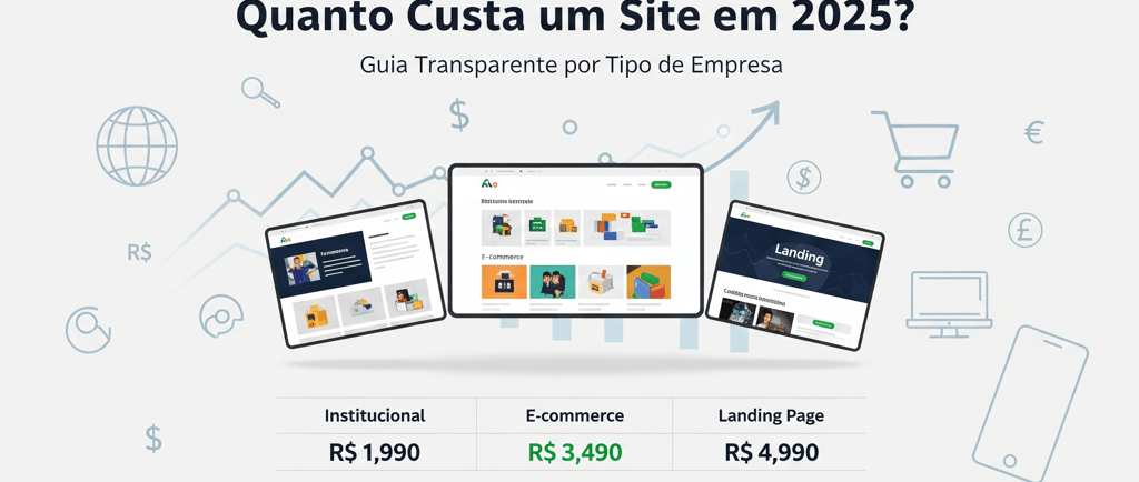 uma página de site com vários tipos diferentes de páginas de site