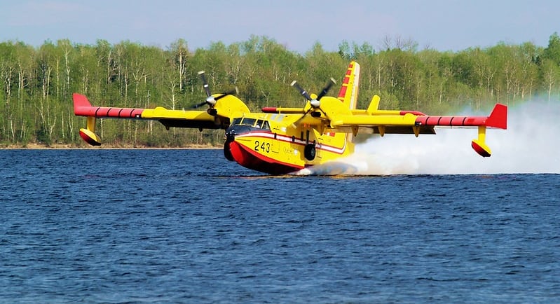 Super Scooper from Quebec skimming across a lake