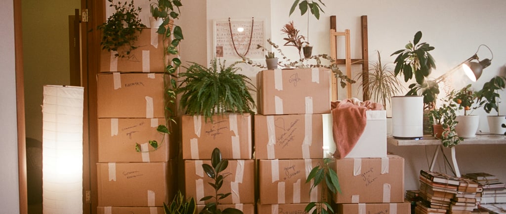 a neatly organised set of boxes suggesting someone is moving house