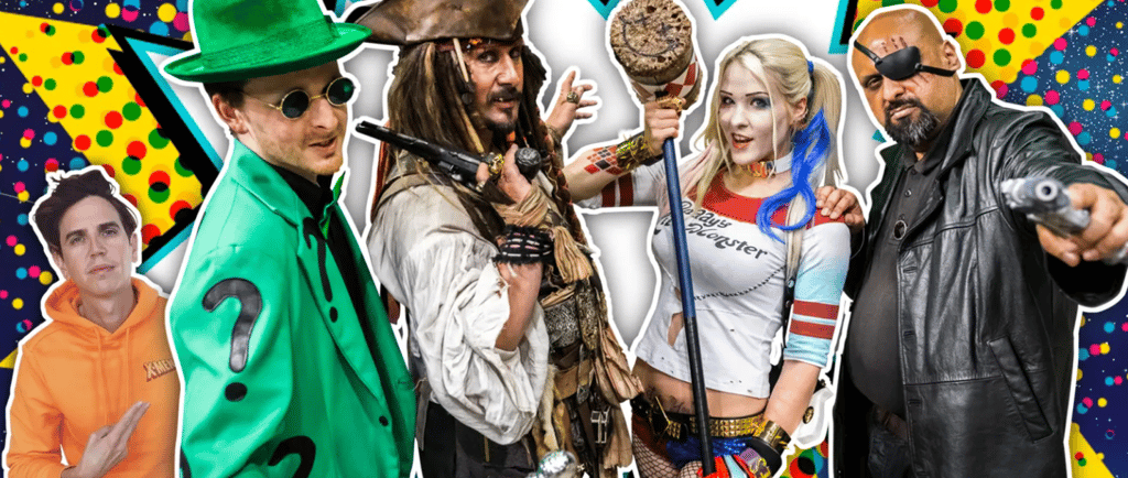 a group of people dressed in costumes for halloween