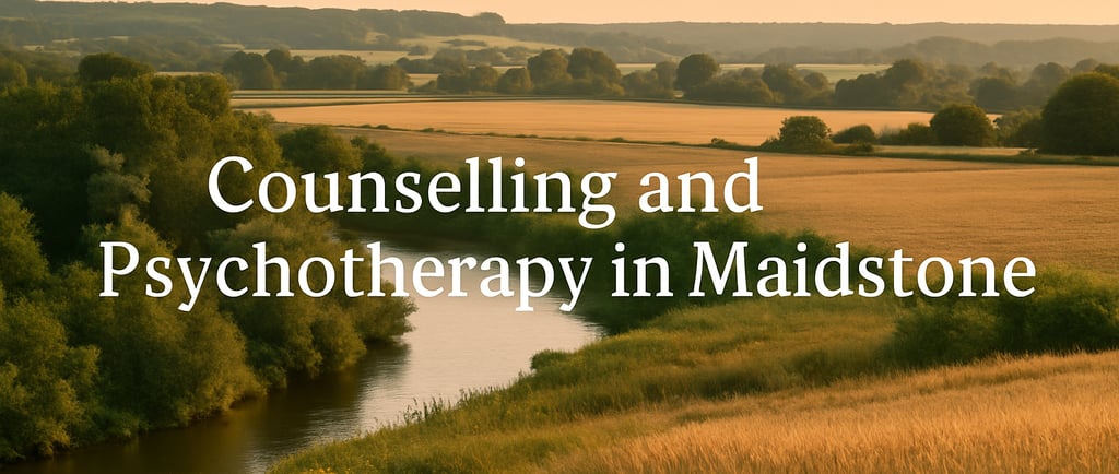 Kent countryside near Maidstone at sunset with river and fields