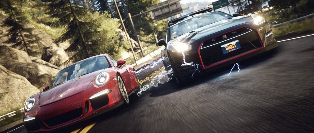 Imagem de um Porsche e um Nissan GTR no jogo Need for Speed Rivals