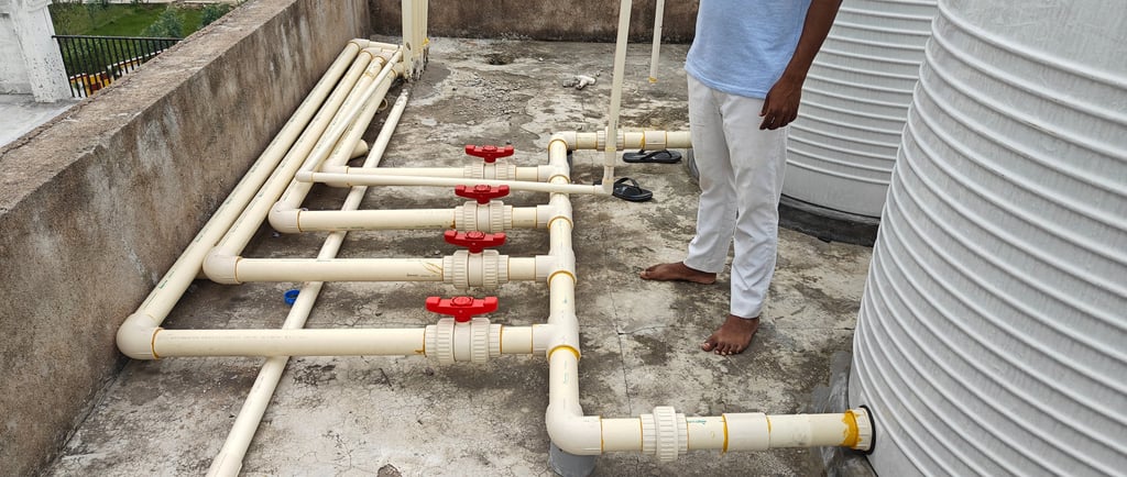 plumbing pipline with water tank