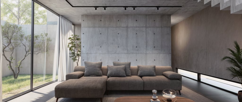 a living room with a couch and a coffee table