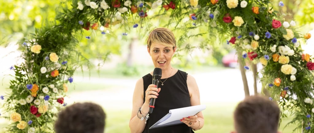 Wedding planner speaking on a celebration curated by  Francesco Margaretini