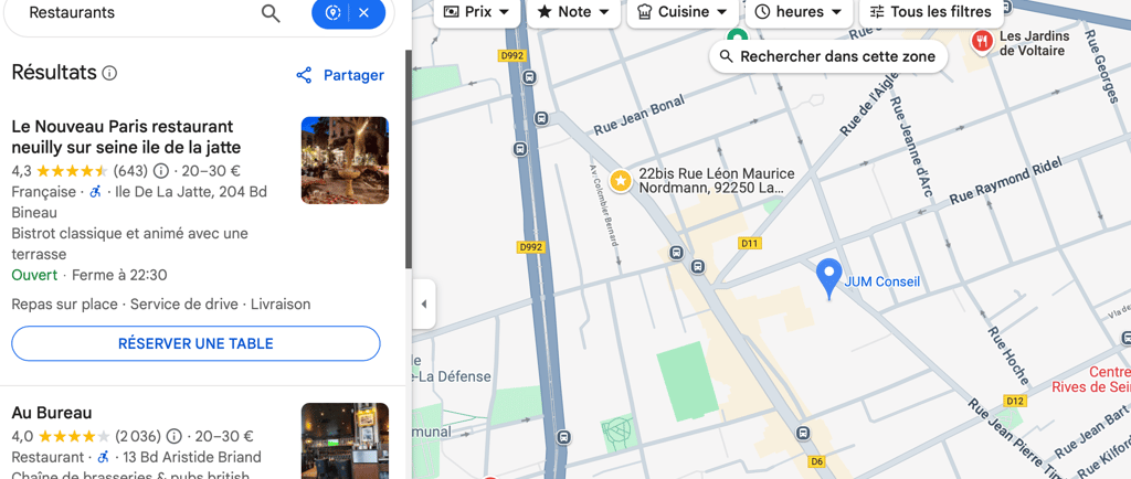restaurants a proximité jum conseil Courbevoie