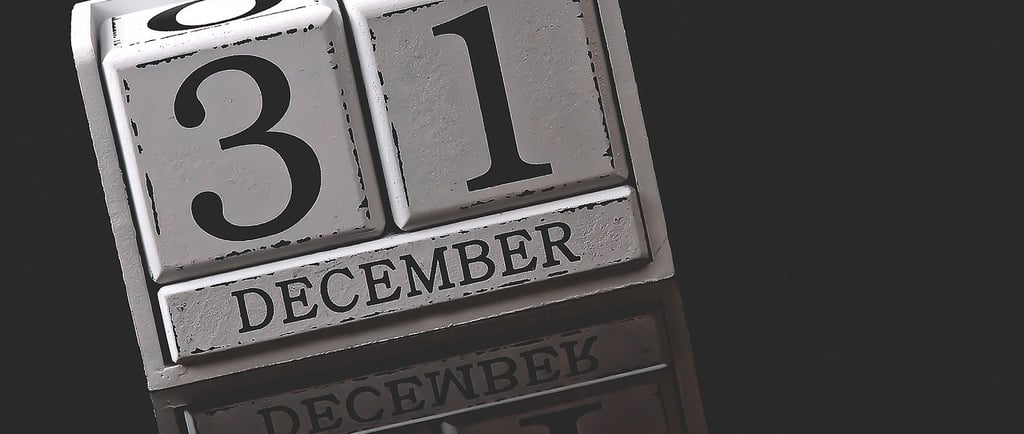 Perpetual calendar set on December 31