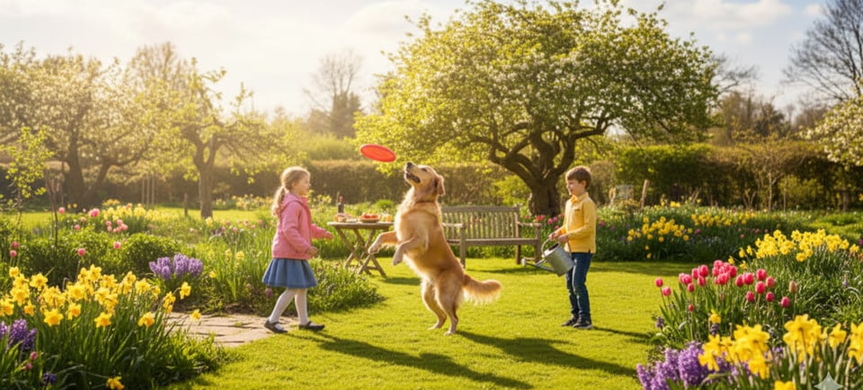 a dog and a girl playing frisbee golf