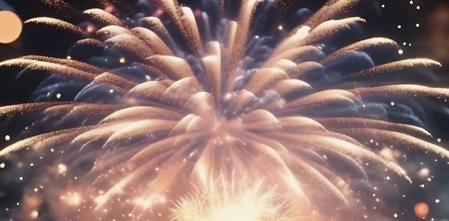 Fireworks exploding from the pages of an open book