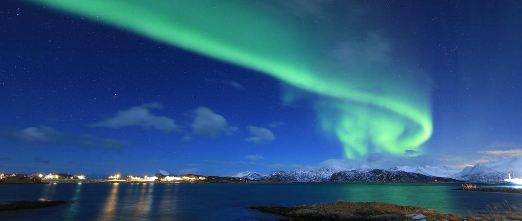 Northern lights aurora borealis over tromso