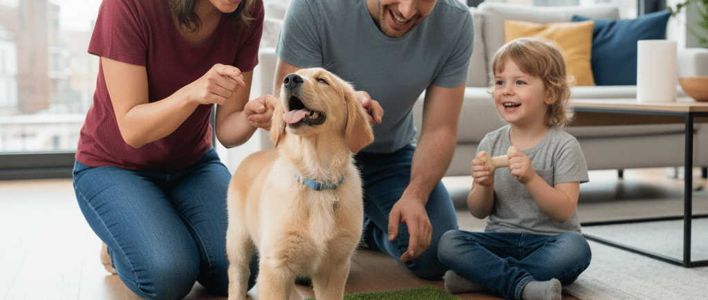 a man and woman petting a dog