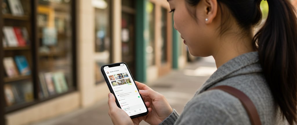 a person searching for a small business on their smartphone