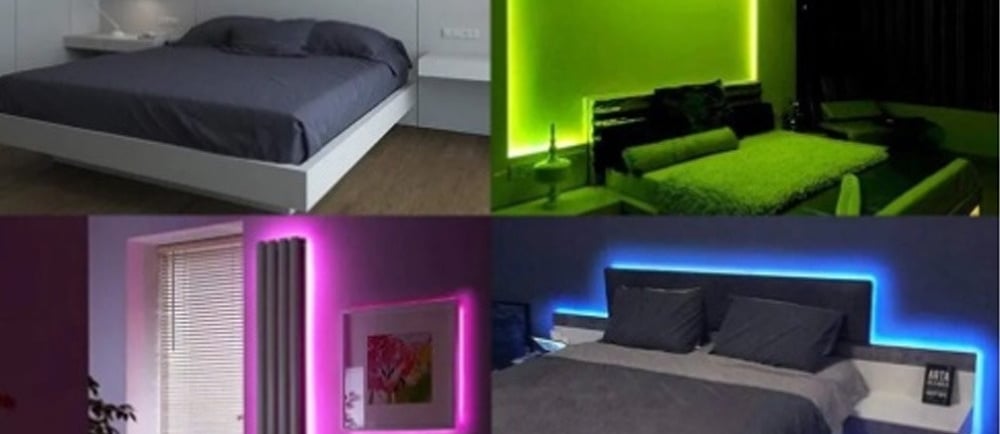 Decoração em quarto com fitas de led