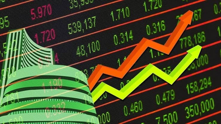 a stock market chart showing the growth of the stock market