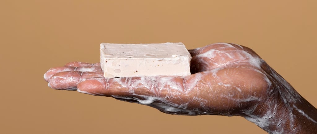 a person holding a soap bar in their hands