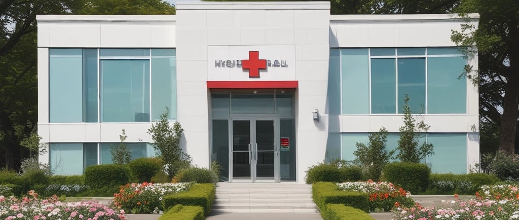 a building with a red cross on the front of it