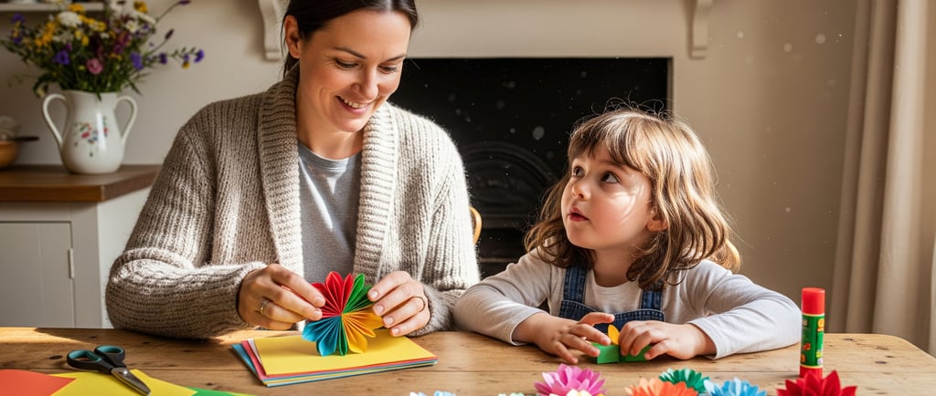 a woman and a child are sitting at a table