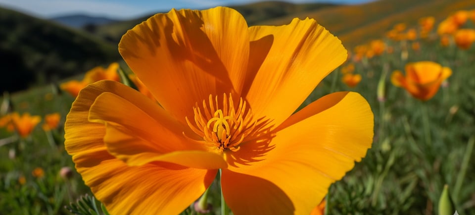 a single flower in a field of flowers